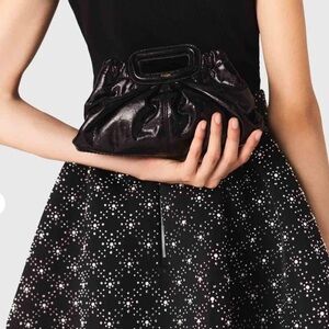 NWT Maje Mini Milpli Crinkled Leather Clutch